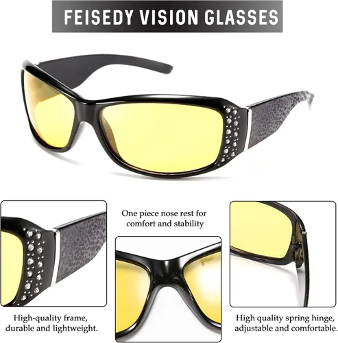 Vista 5 de FEISEDY - Gafas de sol para mujer color amarillo