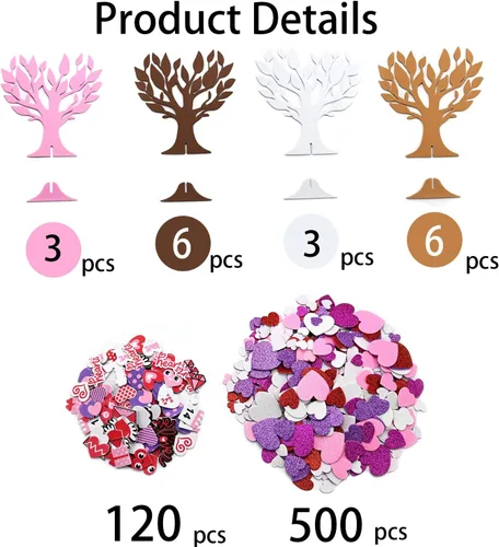 Vista 2 de TINYFUTURE 18 juegos de coronas de espuma para el día de San Valentín, kits de manualidades, decoración autoadhesiva de corazón, letras de corazón