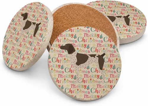 Vista 74 de AIDI Atlas Mountain Dog Merry Christmas - Posavasos grandes de piedra arenisca, paquete de 4