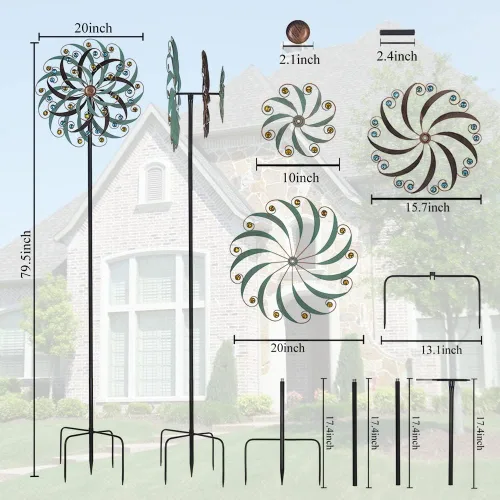 Vista 4 de Stargarden Molinillos de Viento de Metal Grandes para Exteriores, Arte de Metal para Patio, Esculturas de Viento y Molinillos para Decoraciones