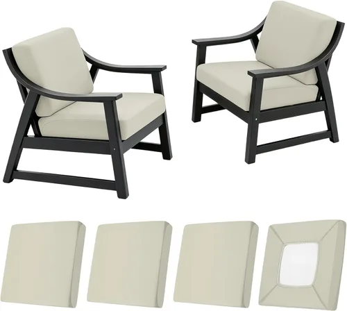 Vista 10 de NettyPro Juego de 4 fundas elásticas para cojines de asiento de sillas de patio, fundas elásticas de repuesto para la mayoría de sofás, protectores
