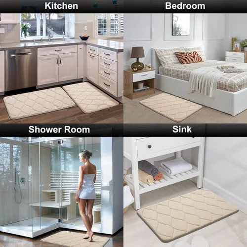 Vista 8 de Colorxy - Alfombra de baño de espuma viscoelástica, ultrasuave y antideslizante, absorbe el agua, lavable a máquina, tapete para suelos de ducha