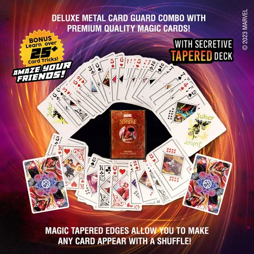 Vista 2 de Fantasma Presenta el mazo mágico de cartas coleccionables de Doctor Strange de Marvel, con funda protectora de metal para cartas mágicas.