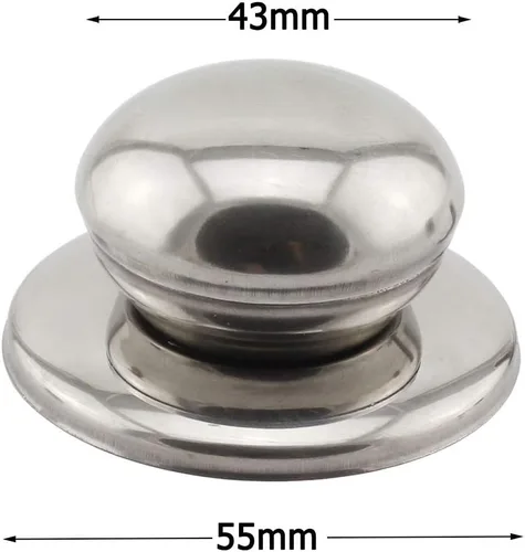 Vista 3 de Paquete de 2 manijas universales para tapa de olla, mango circular de repuesto de acero inoxidable de 2.1 pulgadas, mango de tapa de olla
