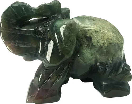 Vista 17 de Fekuar Figuras de elefante de cristal curativo talladas a mano de 1.5 pulgadas, escultura de estatua de animal de bolsillo de la suerte, decoración