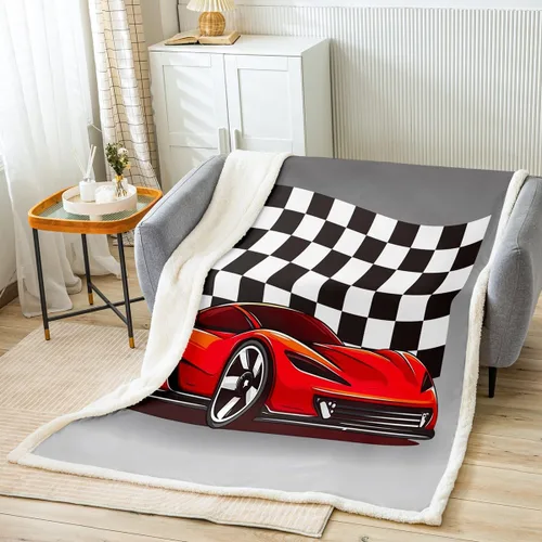 Vista 2 de Erosebridal Manta de cama de felpa de coche de carreras, manta de auto de carreras de velocidad fresca para niños, adolescentes, manta de forro