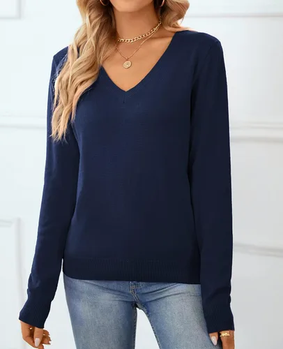Vista 4 de QUALFORT - Suéter de punto para mujer, 100% algodón suave, sin botones