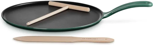 Vista 2 de Le Creuset Sartén Crepe Redonda Tradicional de Hierro Fundido Esmaltado, 10.25 Pulgadas, Alcachofa