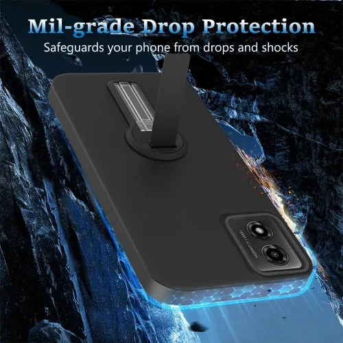Vista 7 de Motorola Moto G24/E14/G04/G04s - Funda con protector de pantalla de cristal, soporte plegable giratorio de 360°, funda protectora de TPU