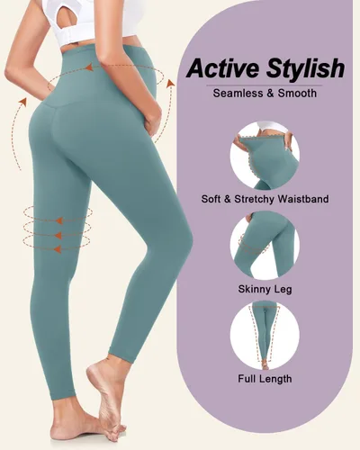 Vista 5 de yeuG Paquete de 3 leggings de maternidad para mujer, sobre el vientre, pantalones de yoga para embarazo, ropa deportiva, leggings de entrenamiento