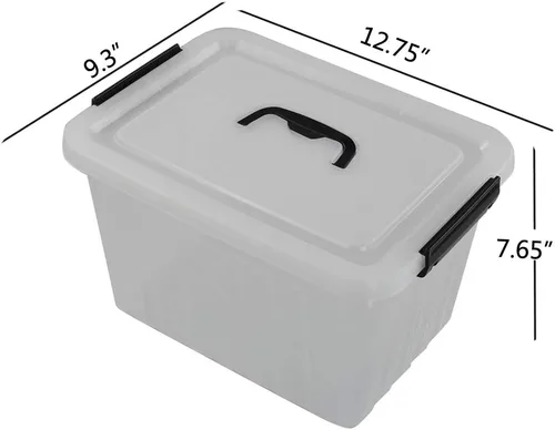 Vista 2 de Anbers 1 caja de almacenamiento de plástico con tapa con asa, contenedor de almacenamiento transparente de 12 cuartos de galón