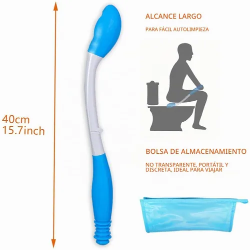 Vista 2 de Limpiador Plegable de Largo Alcance y Comodidad - Ayuda para Limpieza Inferior - Bastón Asistente para Autolimpieza de Glúteos - Ayudas de Inodoro