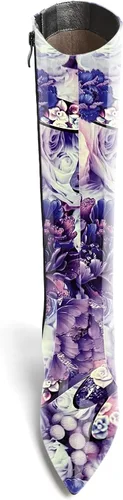 Vista 38 de AMBELIGHT Botas altas hasta la rodilla con cremallera y puntera puntiaguda para mujer, de patente sólida, tacón alto, 3.3 pulgadas