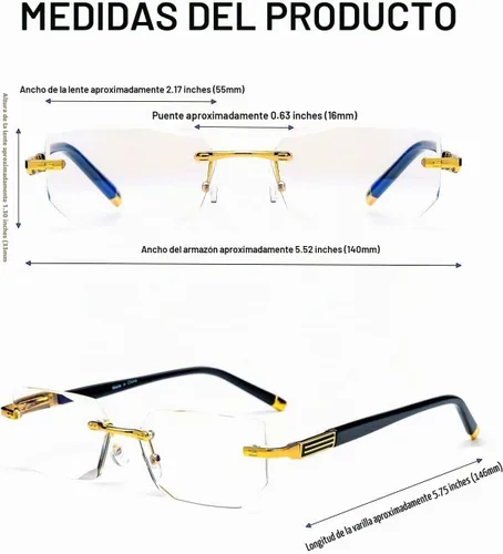 Vista 6 de HIGHLIKE Rimless Reading Glasses, Spring Hinge Readers, Diamond Cut Edge Design Blue Light Glasses