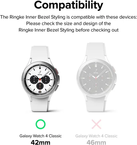 Vista 2 de Ringke Estilo de bisel interior compatible con Samsung Galaxy Watch 4 Classic 1.654 pulgadas, acero inoxidable antiarañazos anillo interior bisel