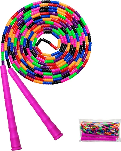 Vista 14 de Cuerda de saltar doble holandesa larga de 16 pies, 1 paquete/2 unidades, cuerda de saltar ajustable suave con cuentas para niños y adultos, lo