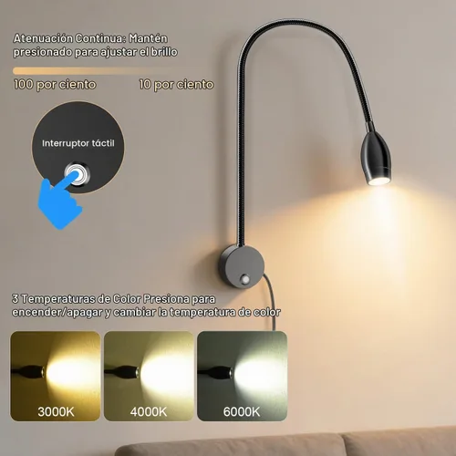 Vista 2 de ERAY 1 paquete de 1 luz LED de lectura para cama montada en la pared