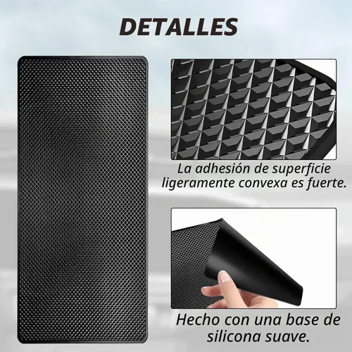 Vista 5 de Tapete de goma antideslizante para salpicadero, tamaño de 10.6 x 5.9 pulgadas, tapete antideslizante para automóvil, accesorios de salpicadero