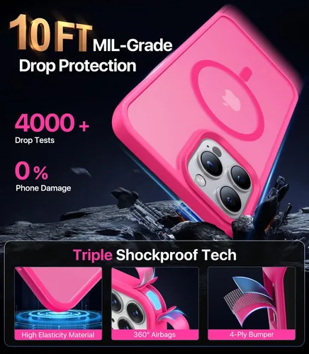 Vista 4 de Funda magnética para iPhone 12/iPhone 12 Pro, compatible con MagSafe, protección contra caídas de grado militar, a prueba de golpes, translúcida