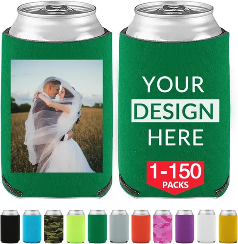 Vista 17 de Enfriadores de cerveza personalizados personalizados con foto imagen logotipo texto personalizado 1-150pcs soporte de latas a granel manga aislante