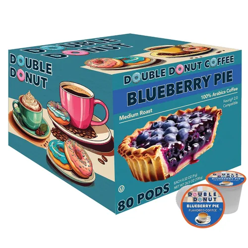 Vista 58 de Double Donut Coffee Cápsulas de café de arándanos, cápsulas de café con sabor a arándanos de una sola porción, café tostado medio para cafeteras