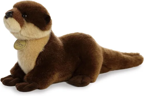Vista 2 de Aurora® Adorable nutria de río de peluche Miyoni®, detalle realista, compañía entrañable, marrón, 11 pulgadas