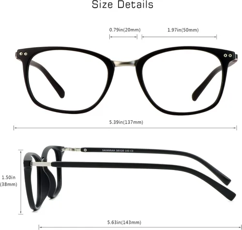 Vista 3 de VisionGlobal Blue Light Blocking Glasses for Women/Men, Anti Eyestrain, Computer Reading, TV Glasses, Stylish Square Frame