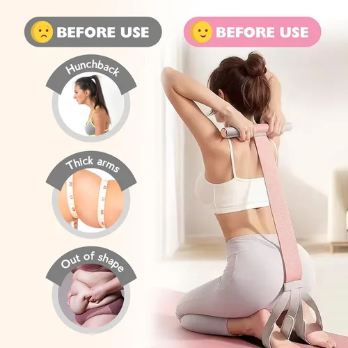 Vista 4 de Banda de resistencia de fitness con asas y pedal antideslizante, bandas de ejercicio de tela de 150 libras, juegos de iniciación de yoga, cuerda