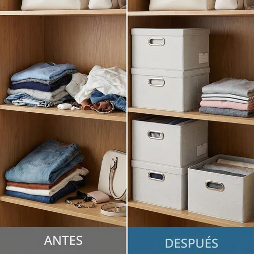 Vista 3 de PRANDOM Contenedores de almacenamiento con tapas [paquete de 3] cajas de almacenamiento plegables de tela de lino, canastas organizadoras, cubos