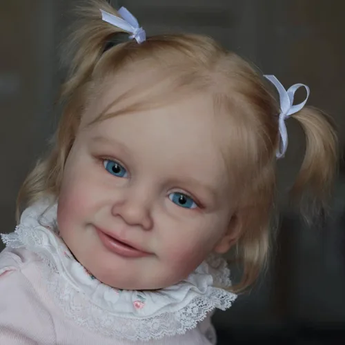 Vista 3 de Muñeca Reborn realista de silicona realista de 24 pulgadas que se ve real viva, cuerpo suave, arraigado pelo castaño, juguetes para bebés recién