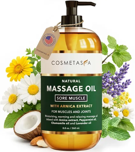 Vista 9 de Aceite de masaje nutritivo natural con rodillo de bola de masaje – Aceites terapéuticos de masaje de cítricos y coco con aceites esenciales