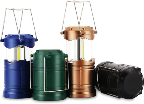 Vista 12 de Lichamp Linterna LED para campamento, paquete de 4 linternas alimentadas por batería para cortes de energía, luz colgante plegable portátil esencial