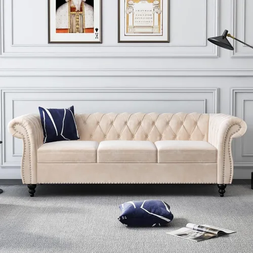 Vista 37 de AVZEAR Silla de Acento para Sala de Estar, Silla de Sofá Tapizada Silla de Sofá Individual con Respaldo Acolchado, Silla de Sofá Chesterfield