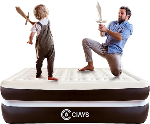 Vista 9 de Ciays Colchón de aire con bomba incorporada, colchón inflable con bolsa de transporte para el hogar y campamento, cama inflable de aire para Marrón