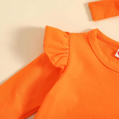 Vista 4 de Disfraz de Halloween para niñas pequeñas, body de manga larga con tirantes de tul, falda de gato, diadema, lindos trajes para recién nacidos