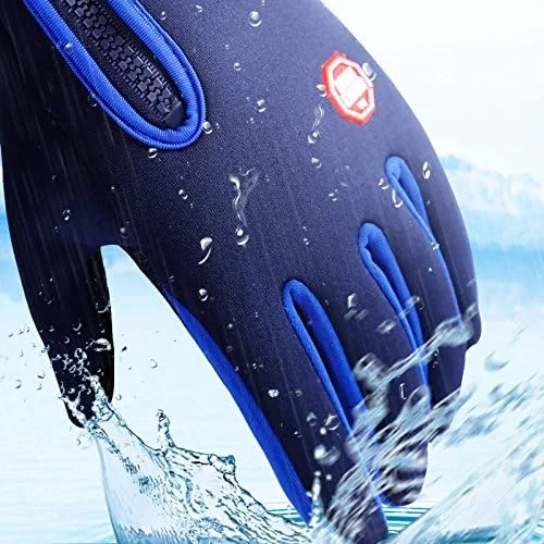 Vista 4 de Guantes de invierno con pantalla táctil, guantes cálidos, guantes para clima frío, resistentes al viento, para ciclismo, conducción, equitación