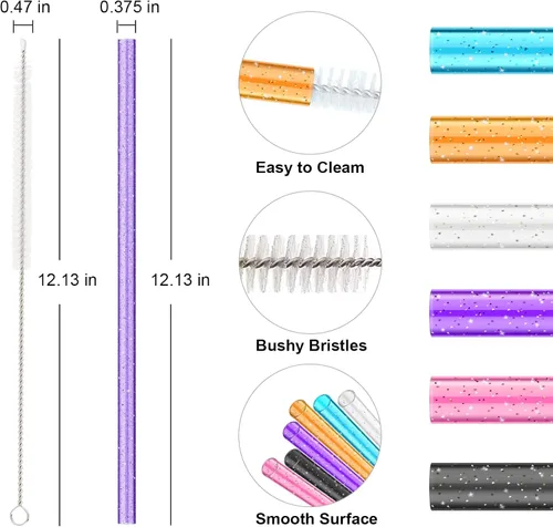 Vista 2 de Allwith 6 PCS Popotes de Repuesto para Stanley Simple Modern Owala 40 oz 30 oz 20 oz 14 oz Vaso, Popotes Reutilizables de Colores para Beber