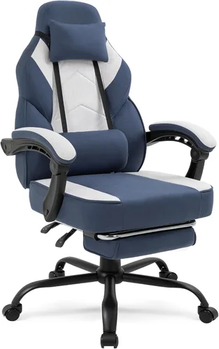Vista 15 de Gaming Chair with Footrest Fabric Gaming Chair for Adults with Massage Lumbar Support, High Back Ergonomic Computer Chair, Pocket Spring Cushion