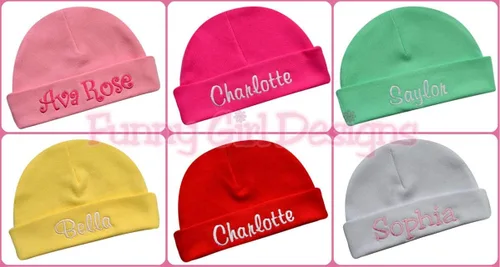 Vista 4 de Sombrero de bebé bordado con personalización personalizada para las niñas - Su texto bordado personalizado!