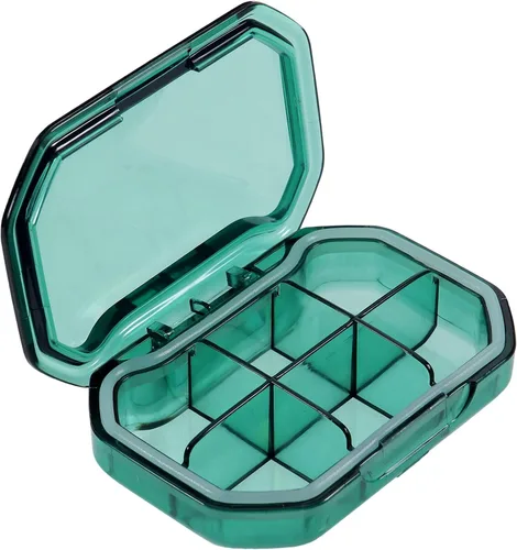 Vista 9 de iplusmile Estuche portátil para medicina, 4 compartimentos, organizador de píldoras compacto para viajes, uso diario, vitaminas, suplementos, caja