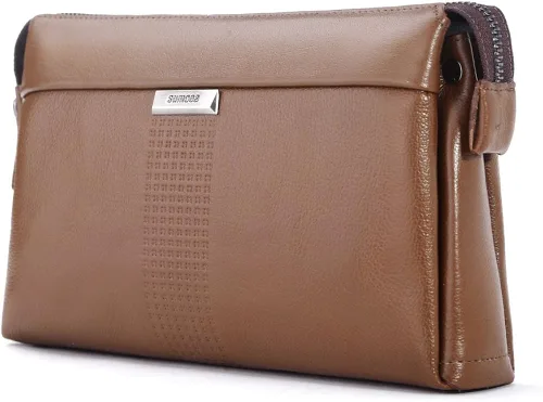 Vista 2 de SIMU - Bolso de mano para hombre, de piel auténtica, de gran capacidad, suave