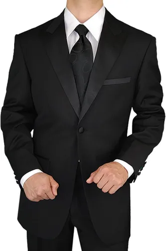 Vista 7 de GN GIORGIO NAPOLI Traje de esmoquin para hombre 1 botón pico solapa chaqueta ajustable