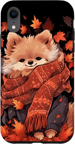 Vista 25 de Pomeranian Pom Autumn Fall Leaves Dog Thanksgiving Case for iPhone 17