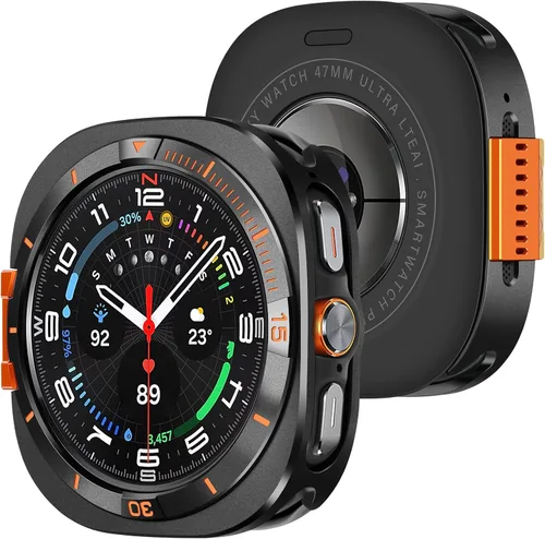Vista 9 de Amizee Funda de metal compatible con Samsung Galaxy Watch 8 de 1.732 pulgadas con cubierta trasera, funda protectora resistente para Galaxy Watch 8