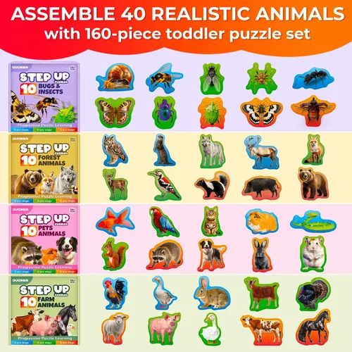 Vista 3 de Step Up Puzzles para niños de 3 a 5 a 40 años, rompecabezas realistas para juego de 4