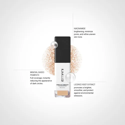Vista 7 de Emani HD Corrective Liquid Mineral Corrective Corrective Skin - Corrector de cobertura completa con vitamina C y ácido hialurónico, ligero