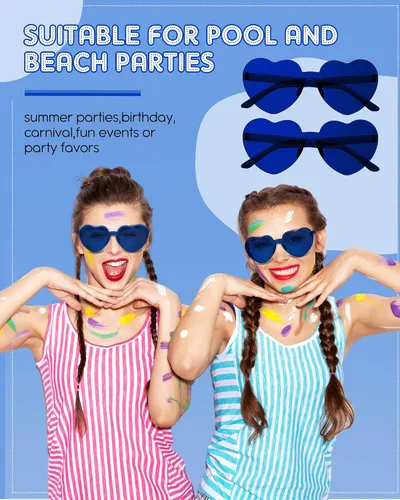 Vista 6 de Frienda 20 Pairs Heart Shaped Sunglasses Rimless Candy Color Glasses for Women Men Party Favor