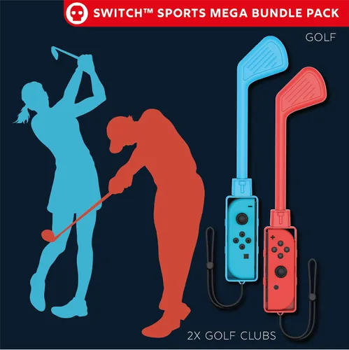 Vista 3 de Numskull Nintendo Switch Sports Joy-Con Accessories Mega Pack - (2 palos de golf, 2 raquetas, 2 bandas de brazo, 2 espadas, 2 correas de muñeca)