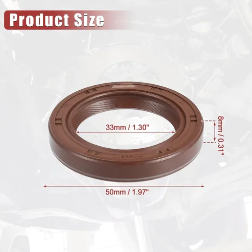 Vista 5 de uxcell 2 unids sello de aceite del cigüeñal del motor apto para Mitsubishi Eclipse 1990-2012 para Mitsubishi Lancer 2002-2007 goma duradera marrón