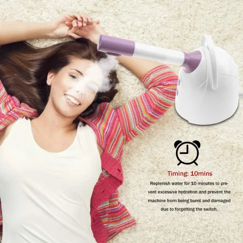 Vista 7 de Vaporizador facial nano iónico, vaporizador facial caliente/frío giratorio de 360 ° Nano iónico rociado Terapia Térmica Humidificador de niebla